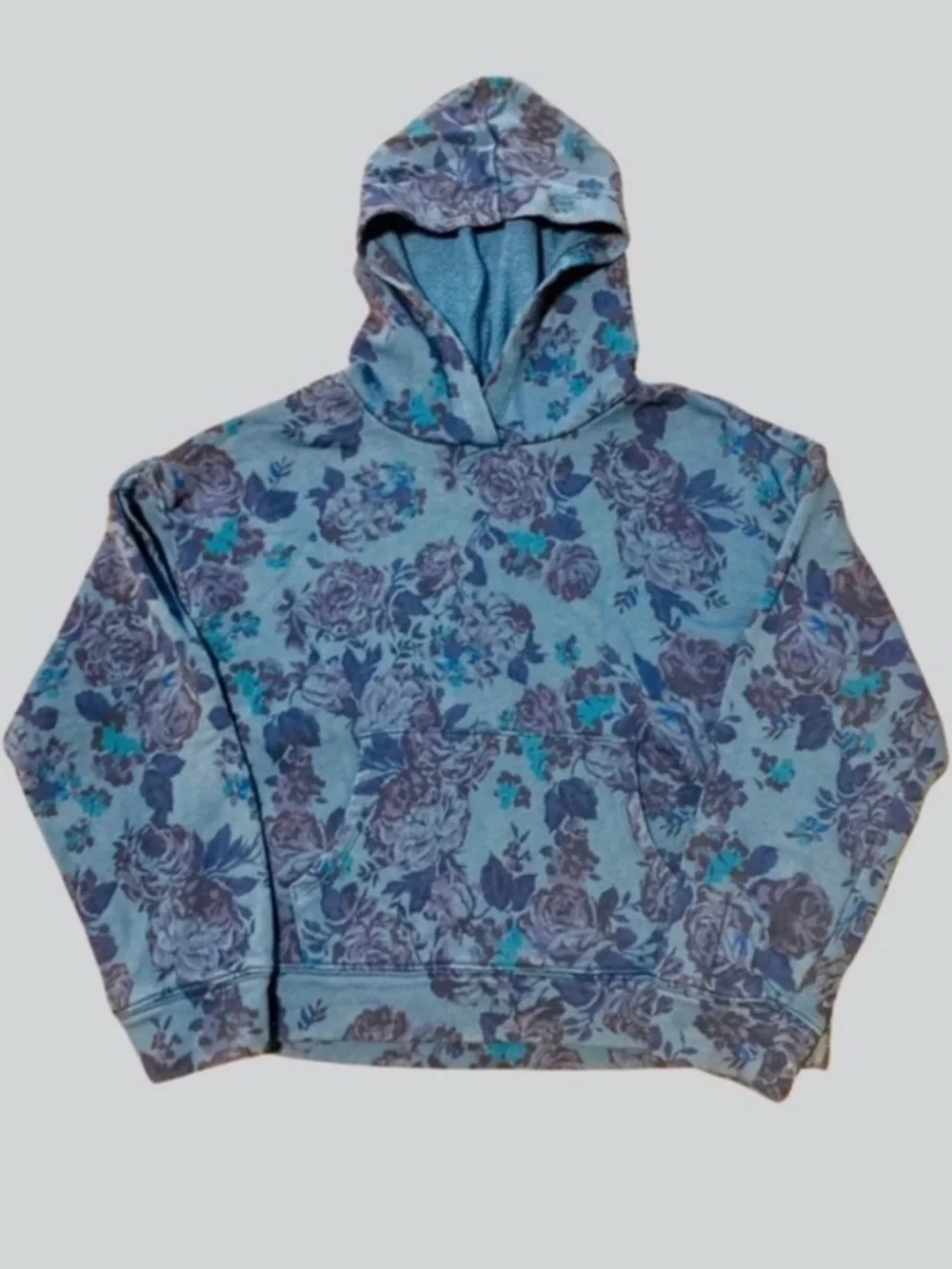 Old Navy Blue Vintage Floral Pull-Over Hoodie